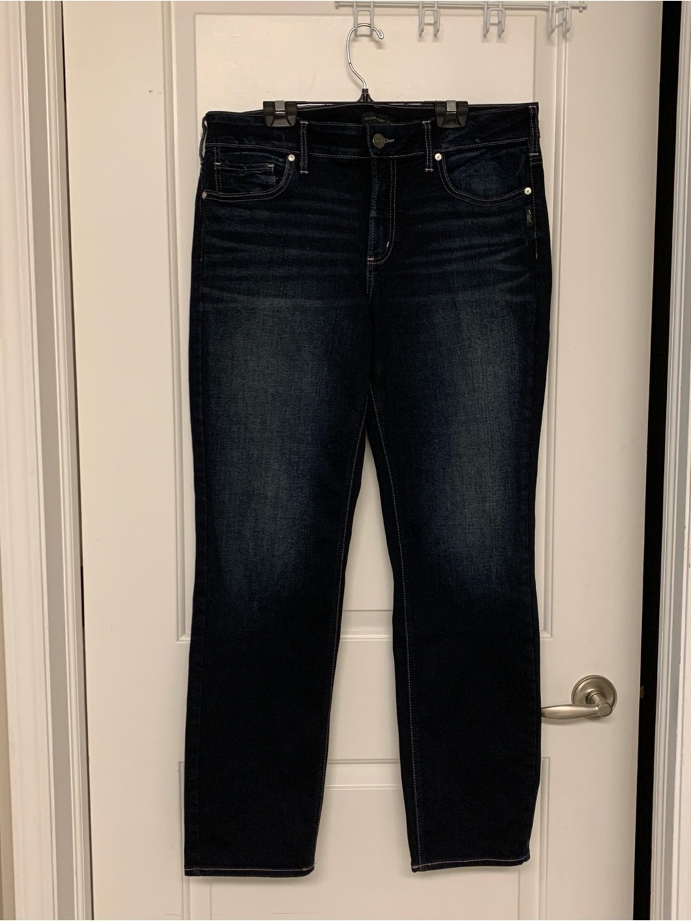 Silver Jeans Suki Straight 14W x 31 Dark Wash Stretch Denim Mid Rise Curvy Fit